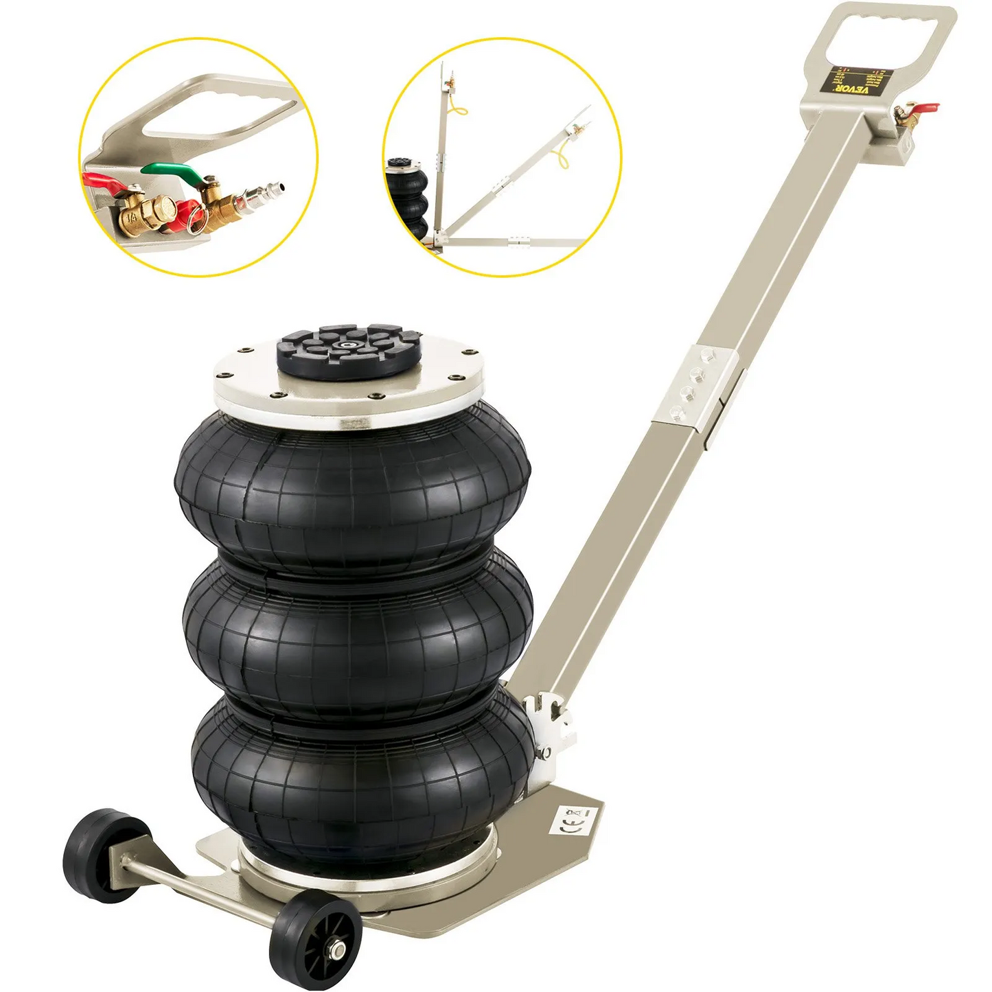VEVOR Triple Air Bag Jack Pneumatic Jack 6600lbs Quick Lift 3T Heavy Duty White,-$85
