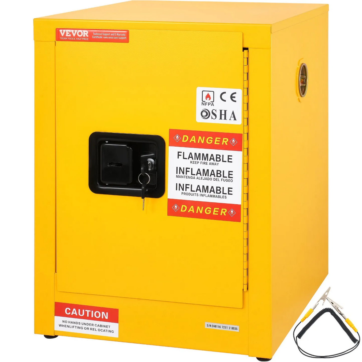 VEVOR 16.9" x 16.9" x 22" Flammable Cabinet Galvanized Steel, Safety Cabinet, Adjustable Flammable Storage cabinet,