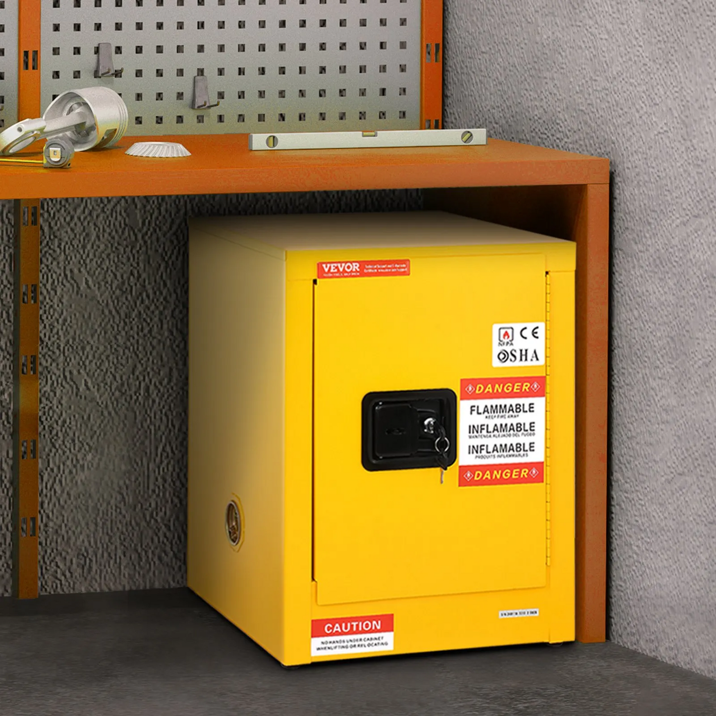 VEVOR 16.9" x 16.9" x 22" Flammable Cabinet Galvanized Steel, Safety Cabinet, Adjustable Flammable Storage cabinet,