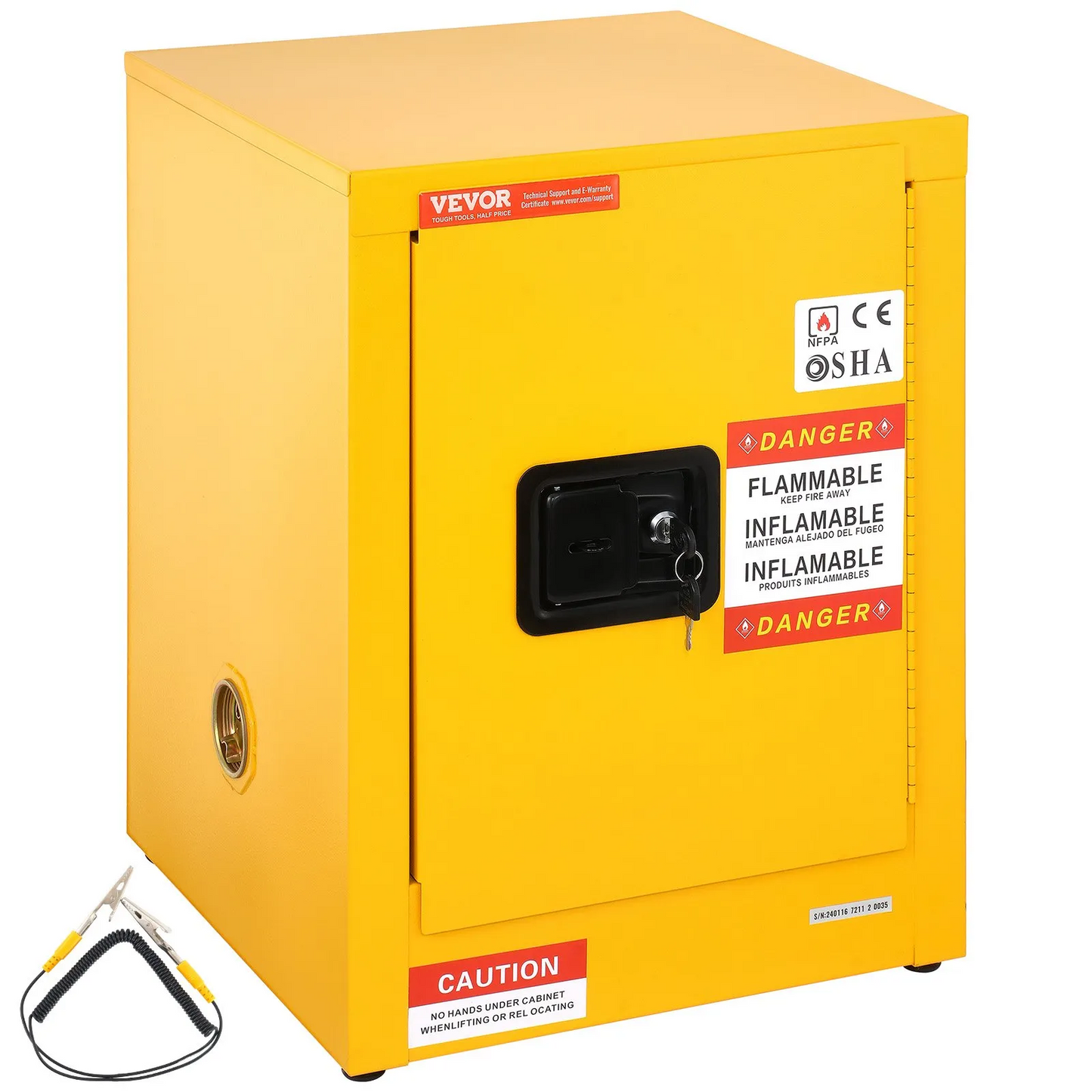 VEVOR 16.9" x 16.9" x 22" Flammable Cabinet Galvanized Steel, Safety Cabinet, Adjustable Flammable Storage cabinet,