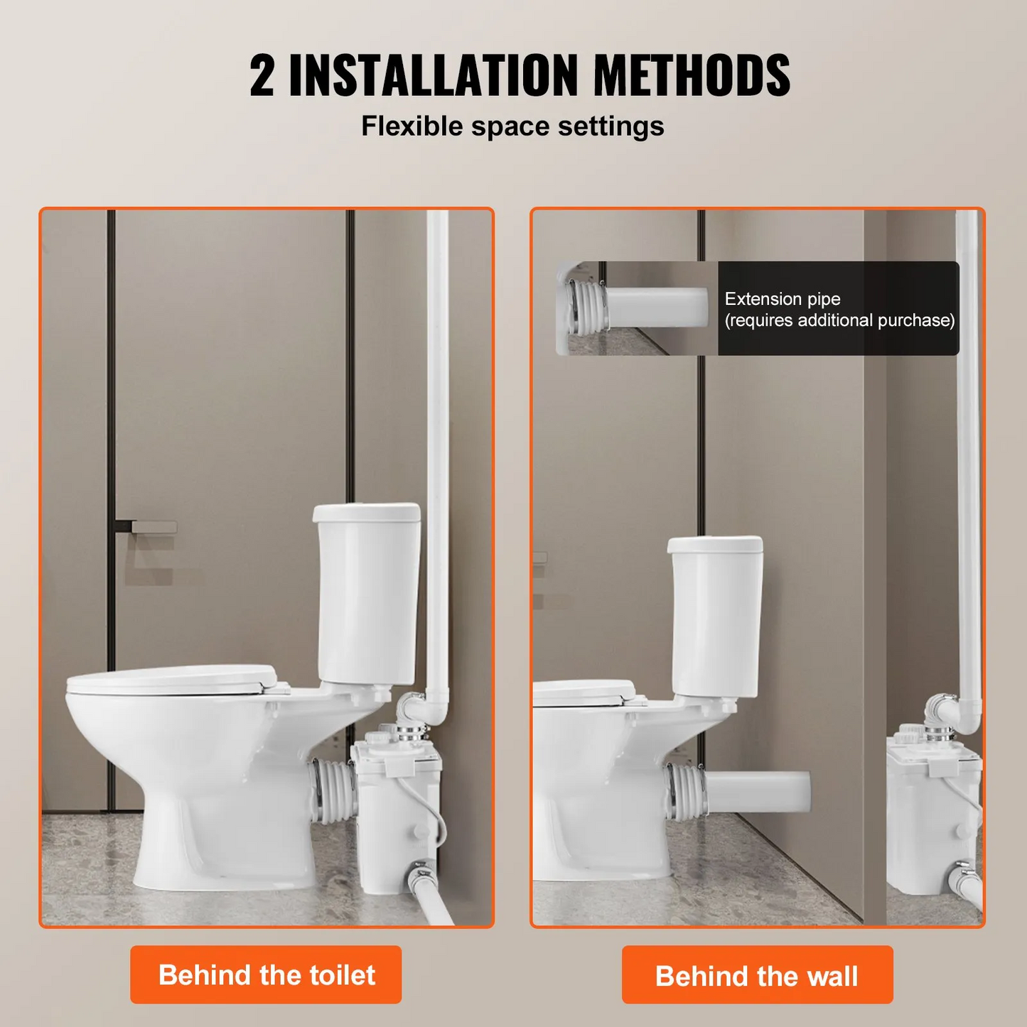 VEVOR Macerating Toilet System with 800W Pump Upflush Toilet For Basement,-$350