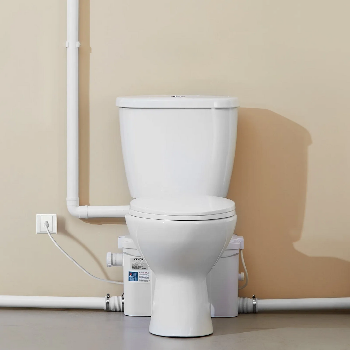 VEVOR Macerating Toilet System with 800W Pump Upflush Toilet For Basement,-$350