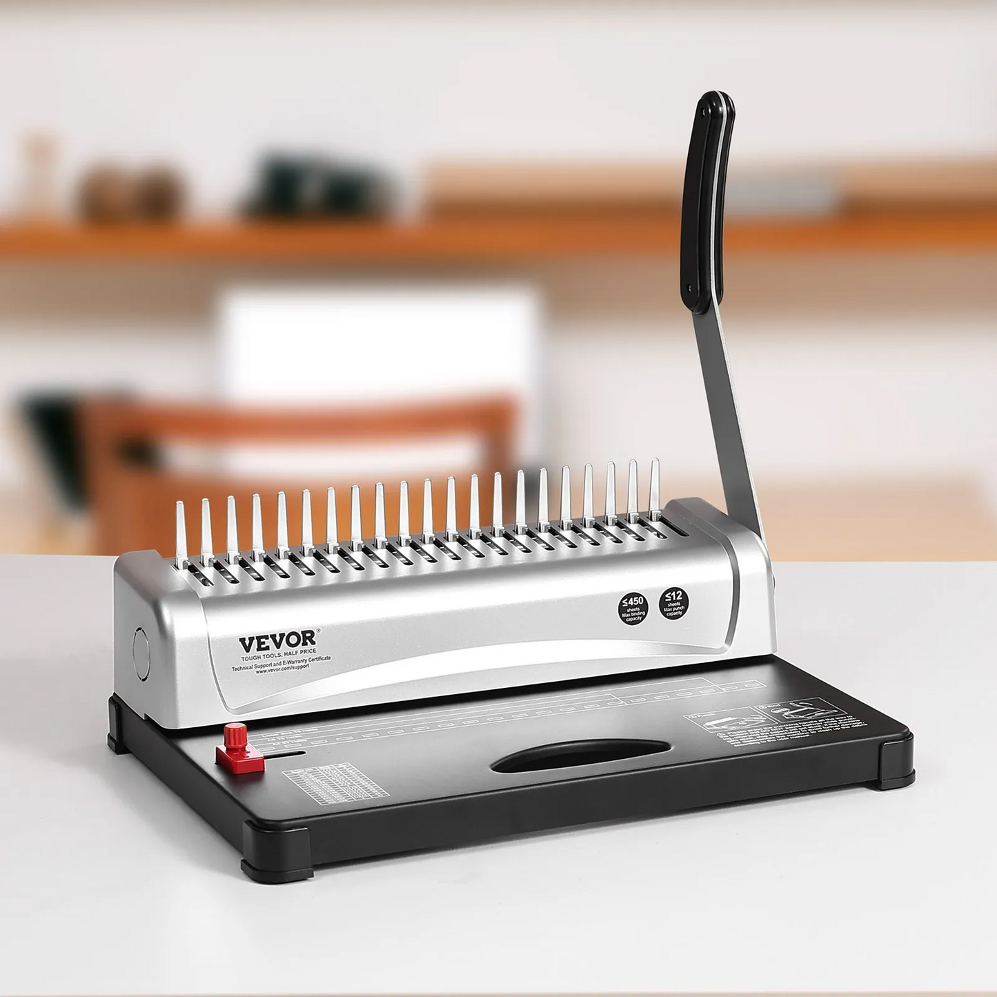 VEVOR Binding Machine, Comb Binding Machine 21-Holes Binding 450 Sheets, Book Binder Machine with 100 PCS 3/8''