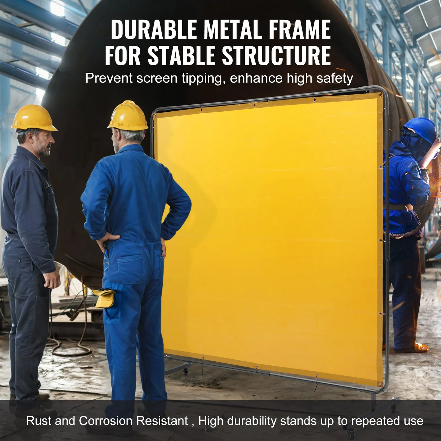 VEVOR Welding Screen with Frame, 6' x 6' Welding Curtain Screen, 4 Swivel Wheel (2 Lockable),-$50