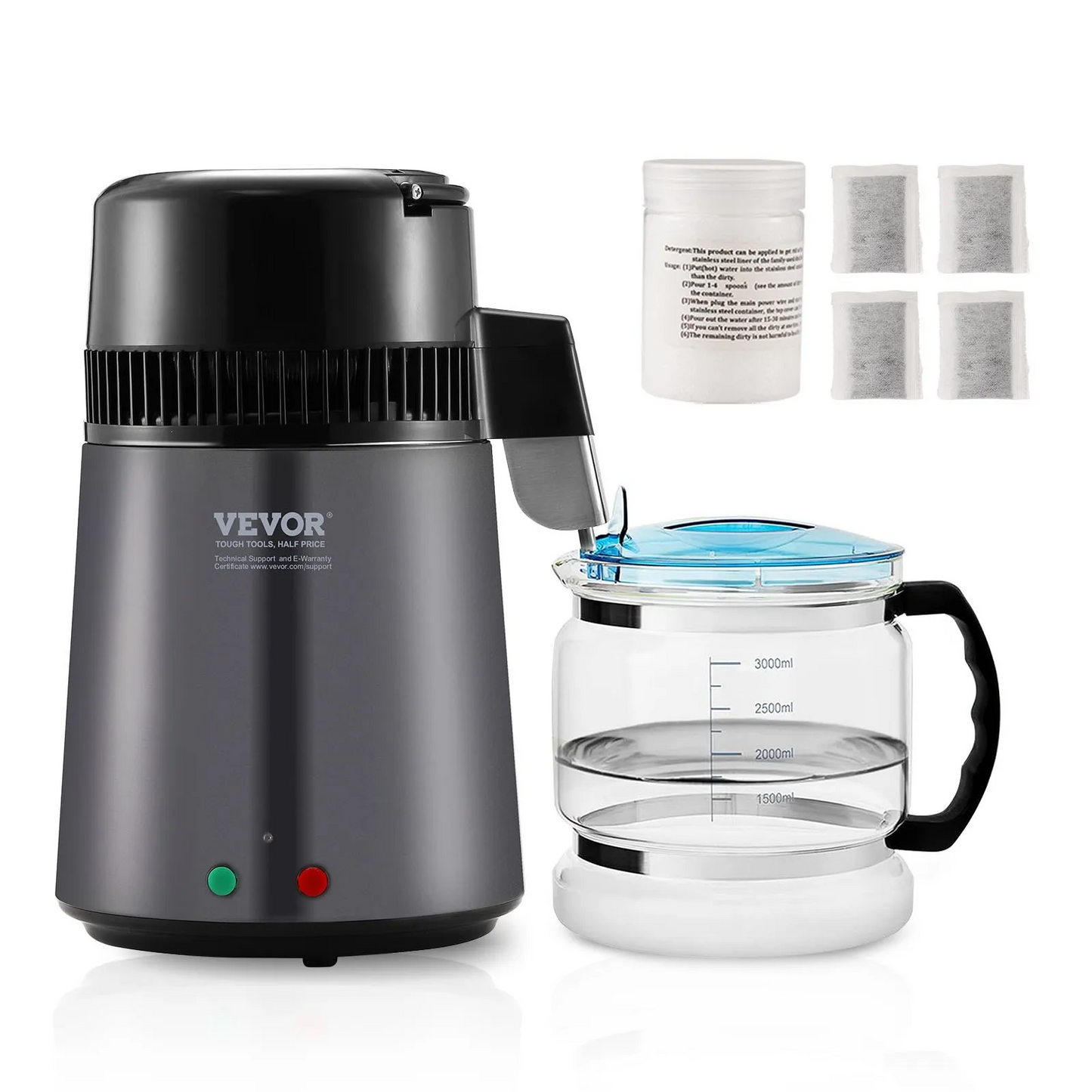 VEVOR Water Distiller, 4L 1.05 Gallon Pure Water Purifier Filter For Home Countertop,-$75