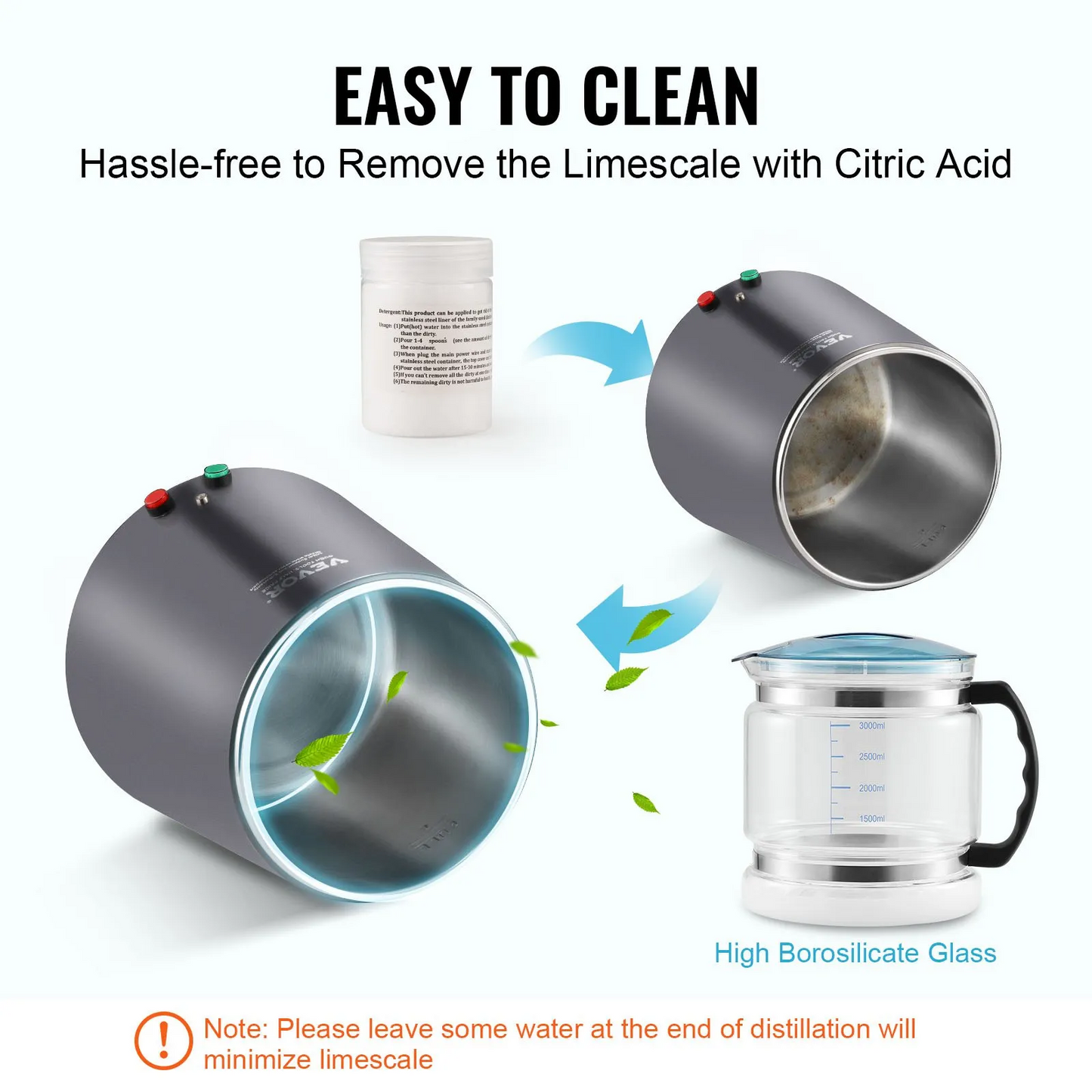 VEVOR Water Distiller, 4L 1.05 Gallon Pure Water Purifier Filter For Home Countertop,-$75