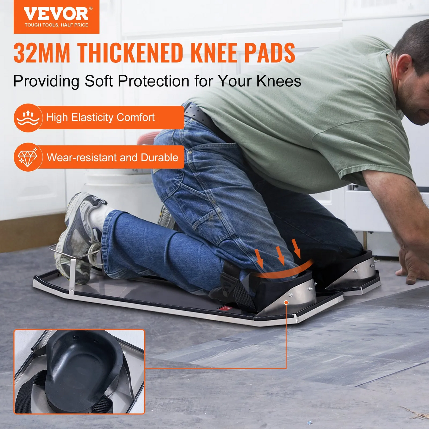 VEVOR Concrete Knee Boards Stainless Steel, 30'' x 10'' Concrete Sliders, Knee Boards For Concrete,-$95