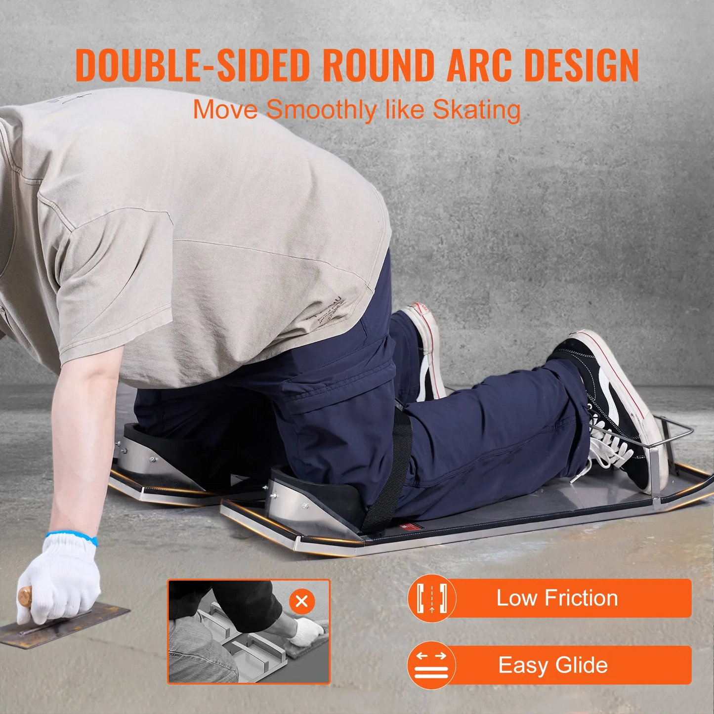 VEVOR Concrete Knee Boards Stainless Steel, 30'' x 10'' Concrete Sliders, Knee Boards For Concrete,-$95