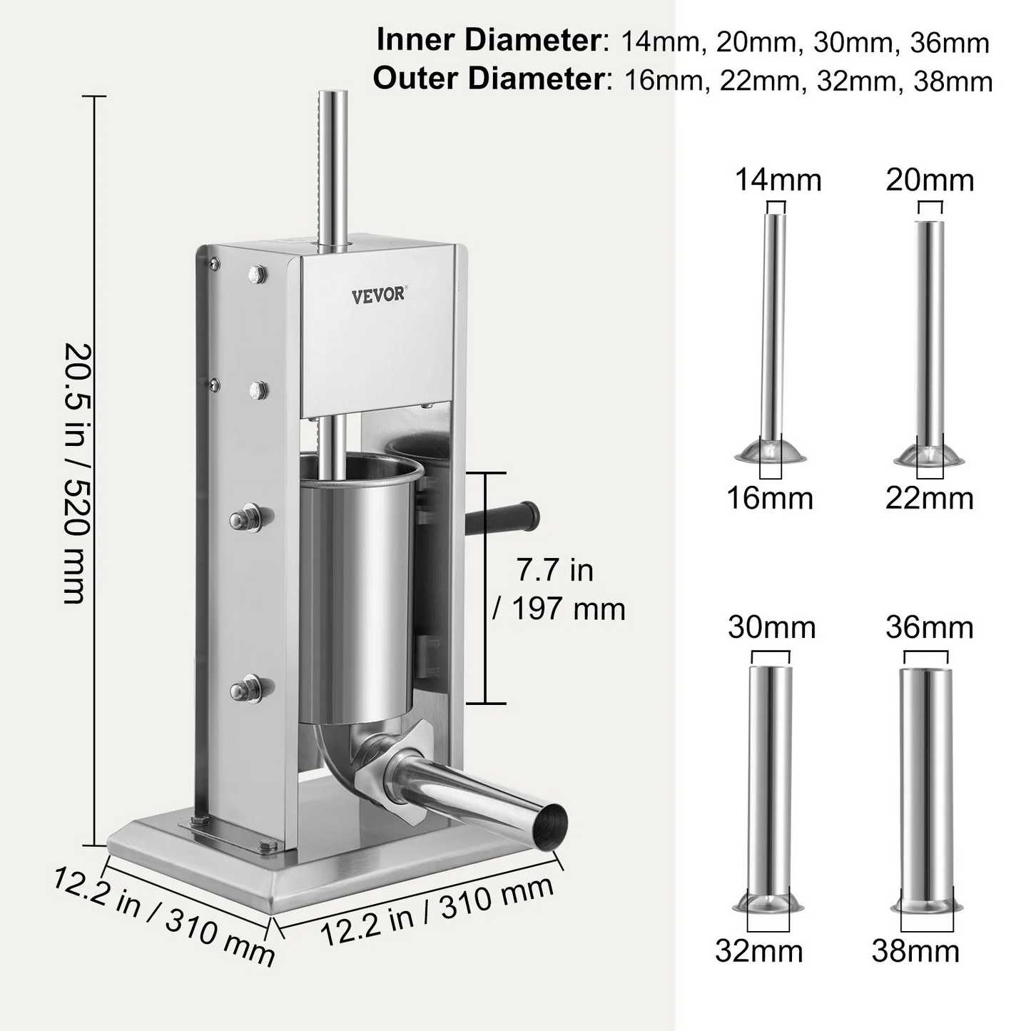 VEVOR Sausage Stuffer 5LBS/3L Capacity Homemade Sausage Maker Stainless Steel,-$95
