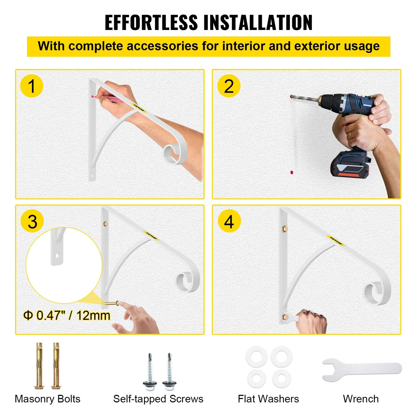 VEVOR Handrail Railing aluminum Post Mount Step Grab Rail for Wall Mounted 1 to 2 Steps Solid Hand Rail,-$45