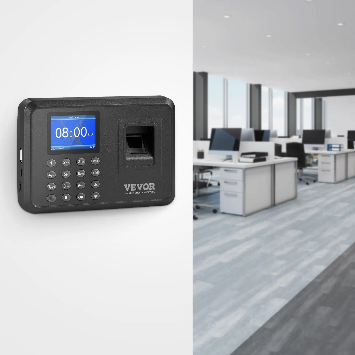 VEVOR Time Clock Biometric Clock 100000 Records Employee Attendance Machine,-$35