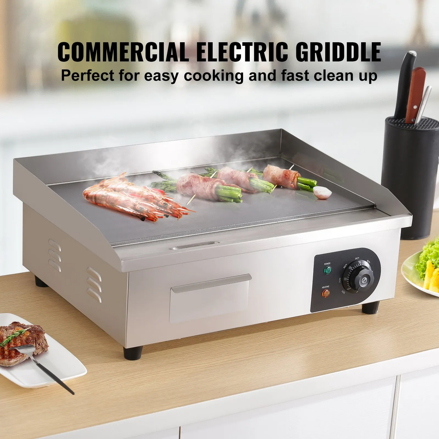 VEVOR 1600W 21" Commercial Electric Countertop Griddle Flat Top Grill Hot Plate,-$120