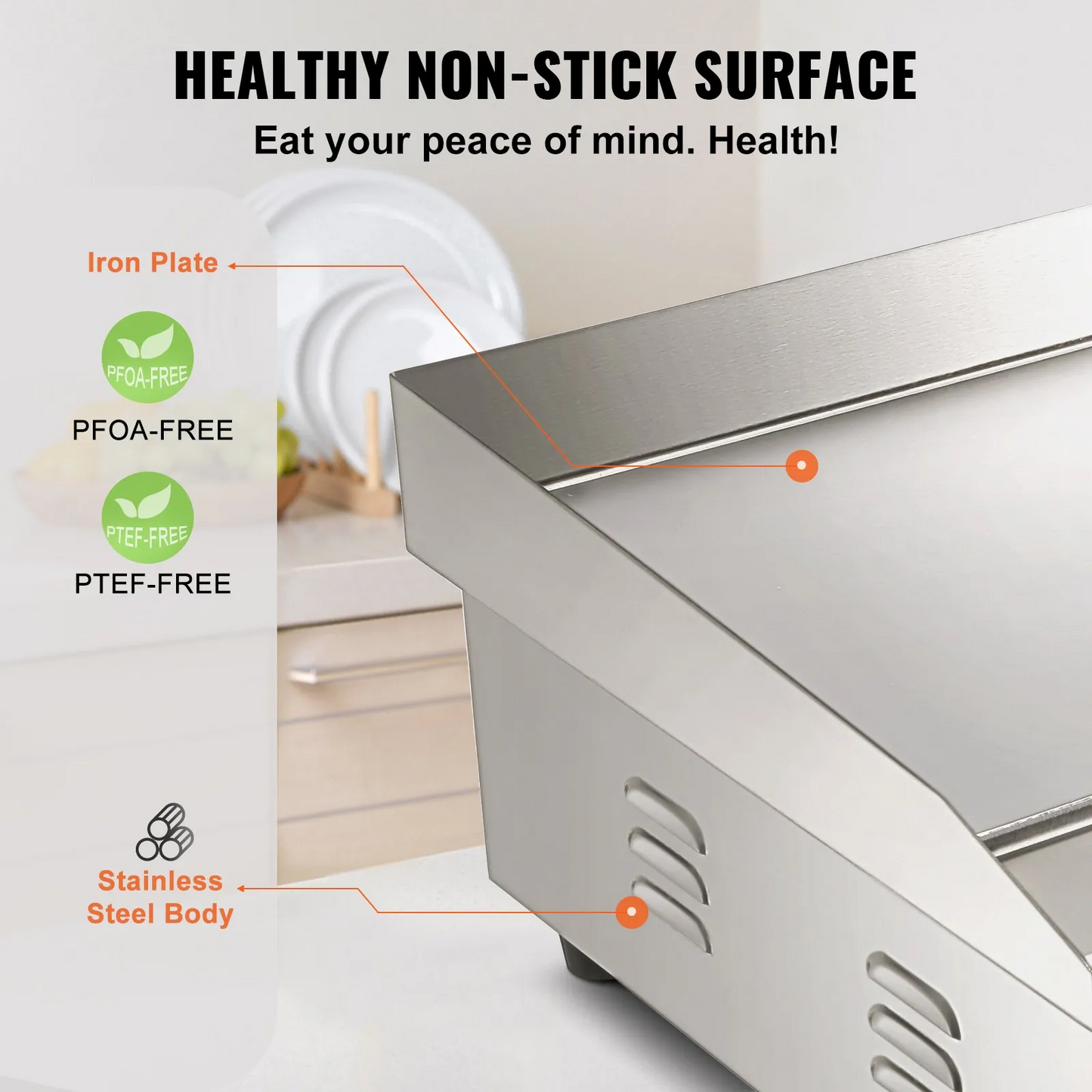 VEVOR 1600W 21" Commercial Electric Countertop Griddle Flat Top Grill Hot Plate,-$120