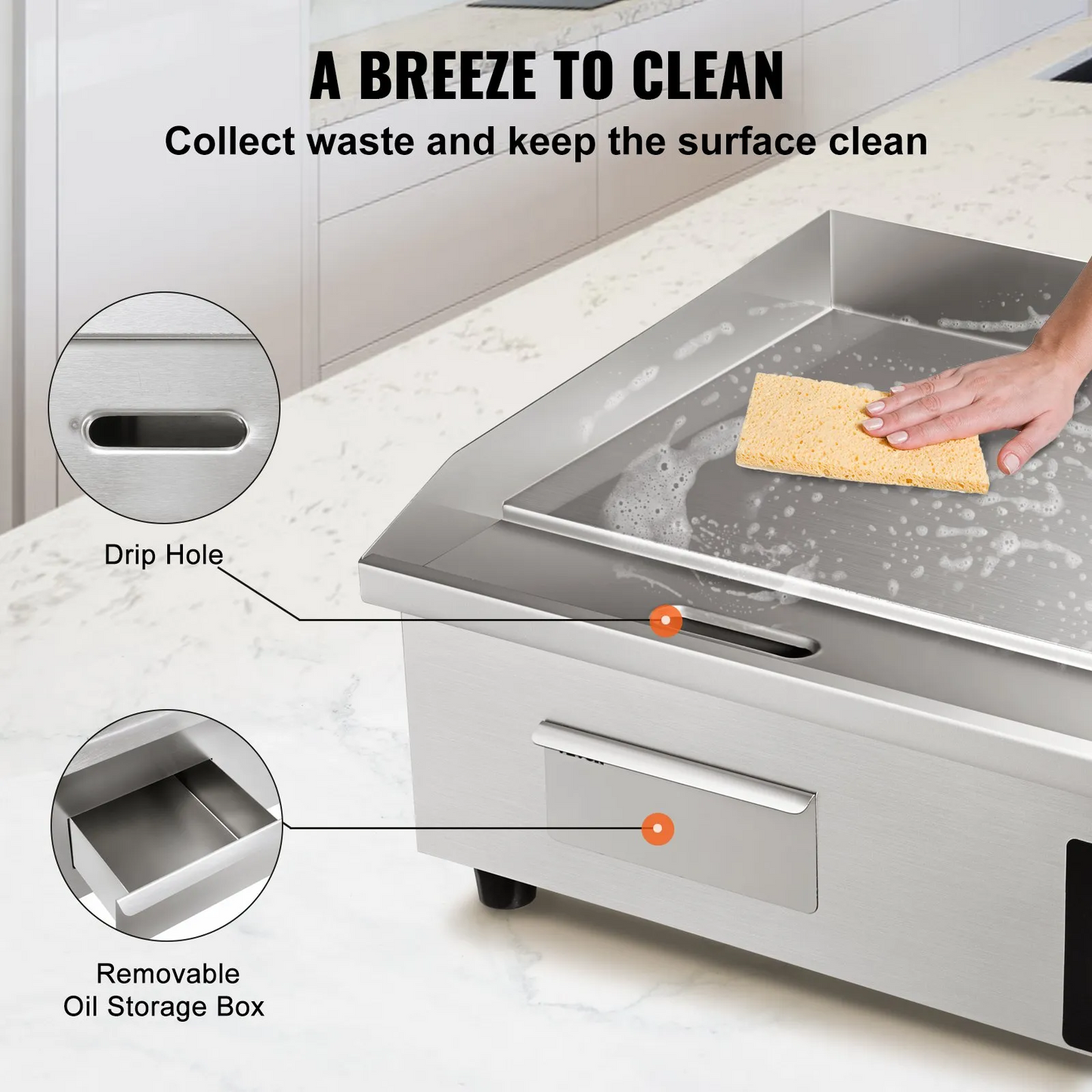 VEVOR 1600W 21" Commercial Electric Countertop Griddle Flat Top Grill Hot Plate,-$120