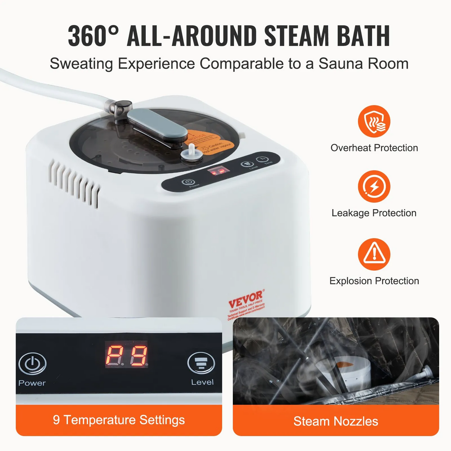 VEVOR Portable Personal Steam Sauna Spa Tent with 2L 1000 Watt Steam Generator, Includes Foldable Chair,-$80