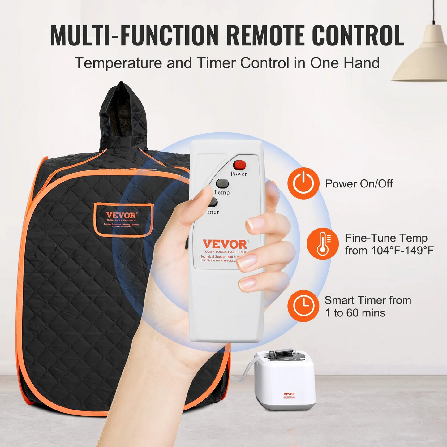 VEVOR Portable Personal Steam Sauna Spa Tent with 2L 1000 Watt Steam Generator, Includes Foldable Chair,-$80