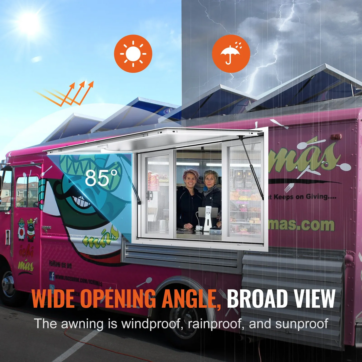VEVOR 36"L x 36"W Concession Stand Serving Window Food Truck Service Awning,-$260