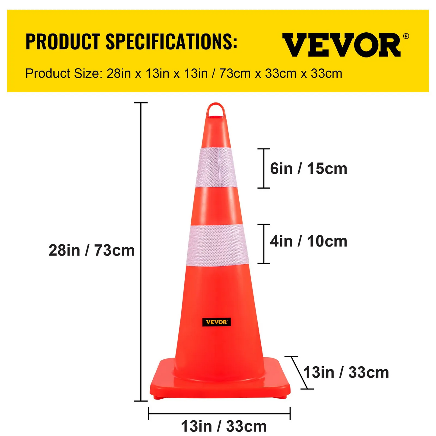 VEVOR Safety Cones Traffic Cones 6 x 28" Orange Reflective Collars Road Cones,-$65