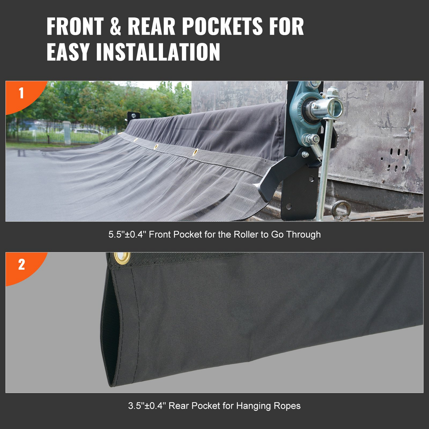 VEVOR Dump Truck Mesh Tarp, 7 x 18 ft, PVC Coated Black Heavy Duty Cover with 5.5" 18oz,-$50