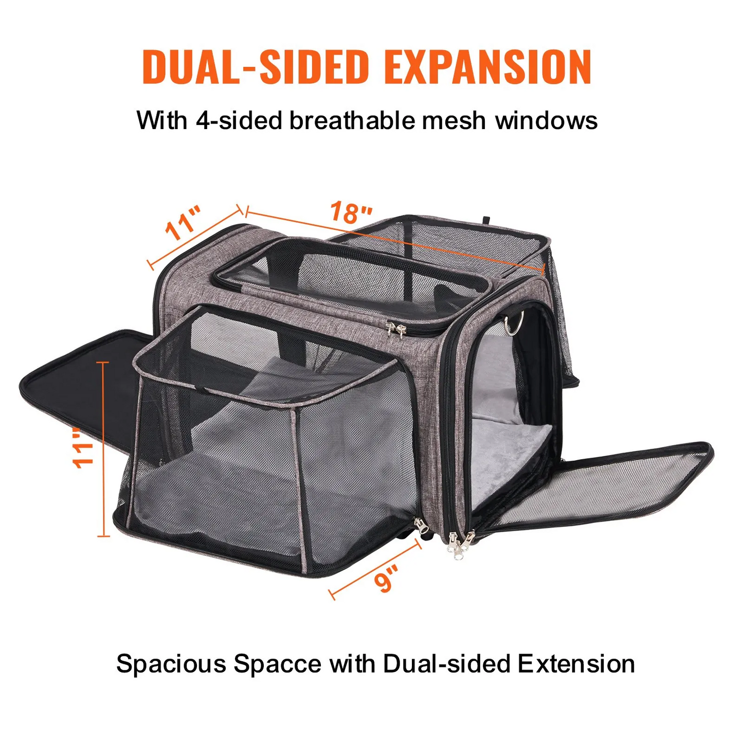 VEVOR Cat Carrier with Wheels, Airline Approved Rolling Pet Carrier with Telescopic Handle