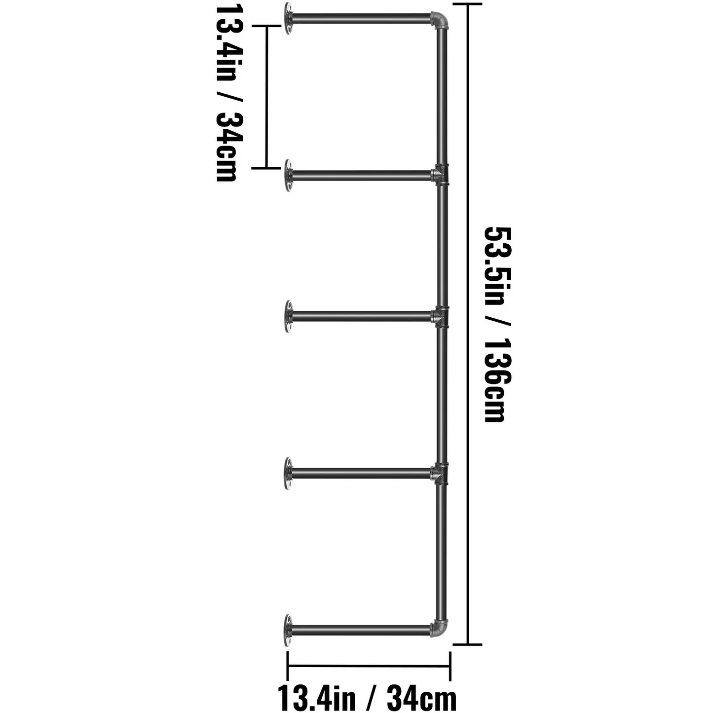 VEVOR Industrial Pipe Shelves 4-Tier Wall Mount Iron Pipe Shelves 2 PCS Pipe Shelving Vintage Black,-$40
