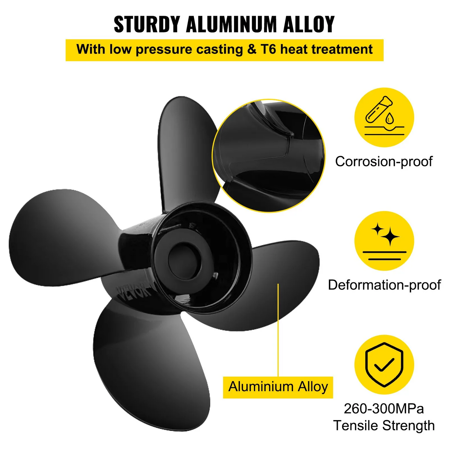 VEVOR Outboard Propeller, Replace for OEM 48-8M0084494, 4-Blade 14 1/2 x 17 Boat Propeller,-$60