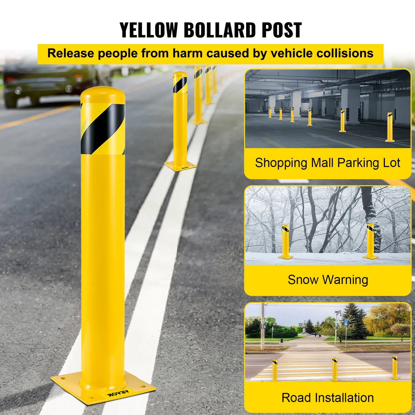 VEVOR Safety Bollard, 48 Inch Height Bollard Post, 5.5 Inch Diameter Steel Pipe Safety Bollard Post,-$80