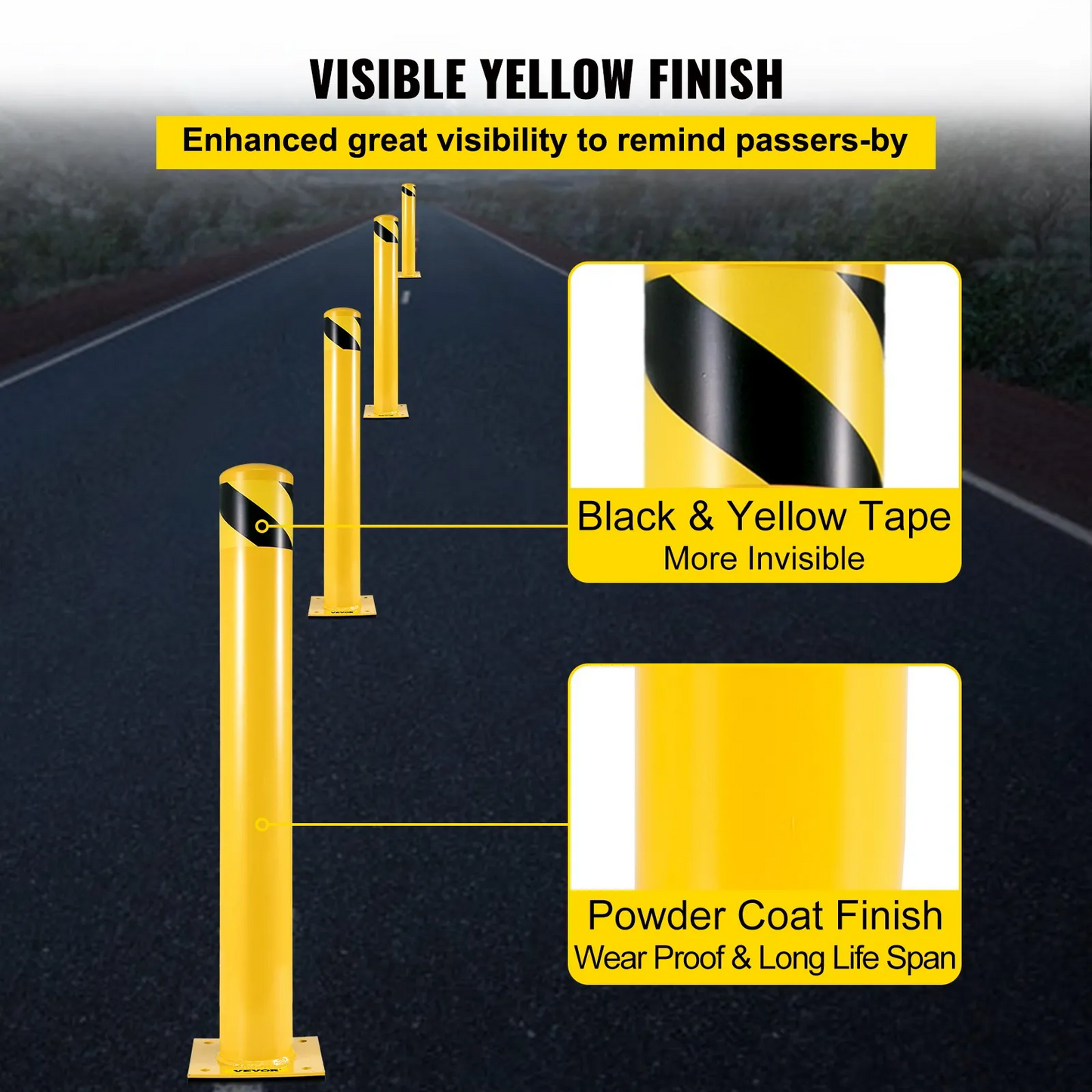 VEVOR Safety Bollard, 48 Inch Height Bollard Post, 5.5 Inch Diameter Steel Pipe Safety Bollard Post,-$80