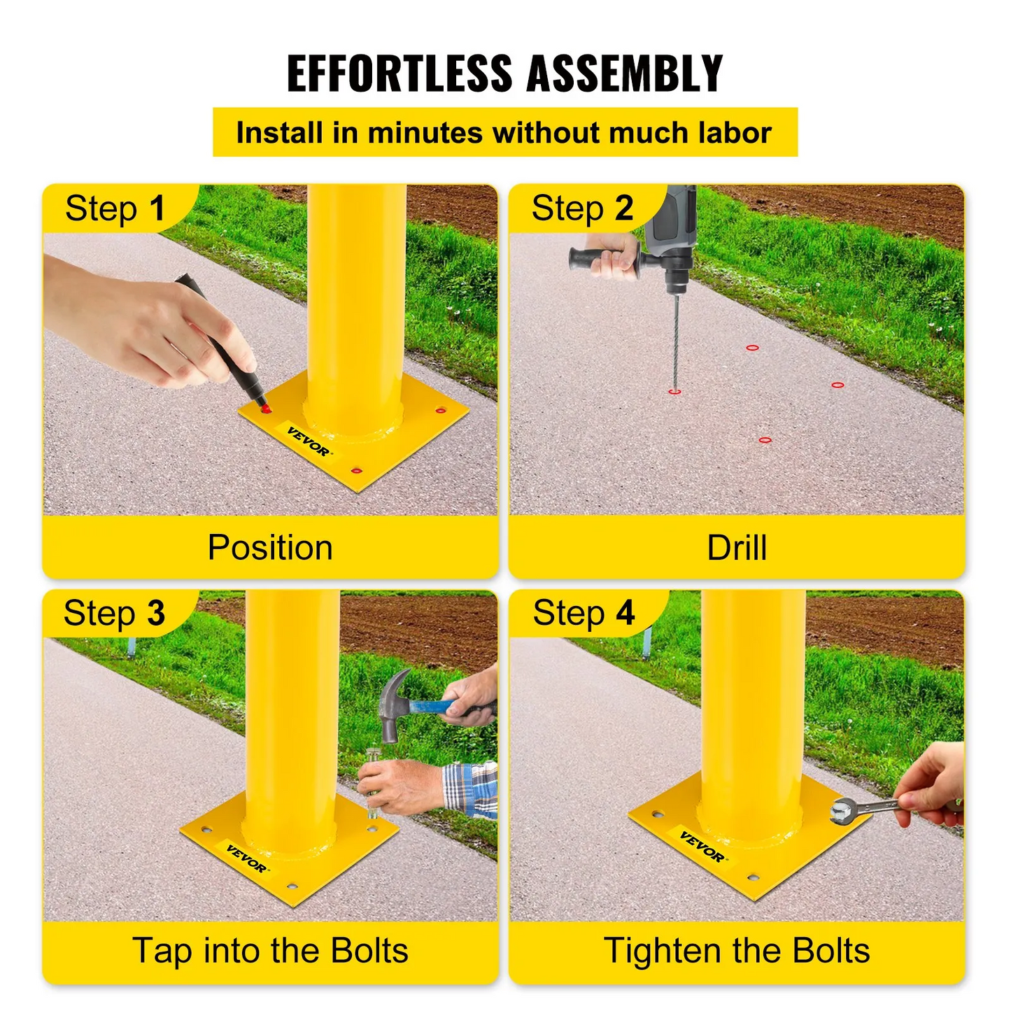 VEVOR Safety Bollard, 48 Inch Height Bollard Post, 5.5 Inch Diameter Steel Pipe Safety Bollard Post,-$80