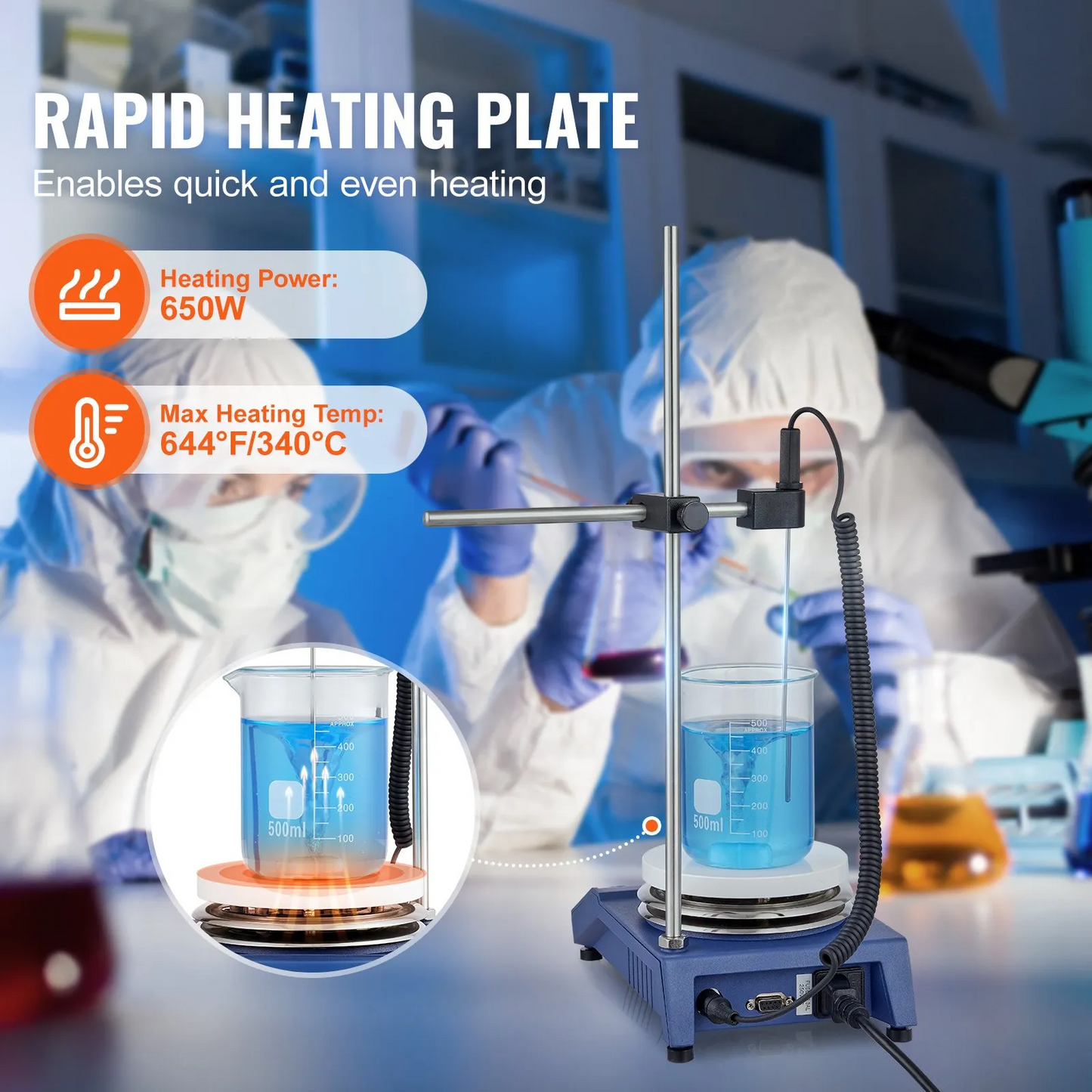 VEVOR Magnetic Stirrer Hot Plate, Max 644°F/340°C, 0-1500 RPM Hot Plate with Magnetic Stirrer,-$250