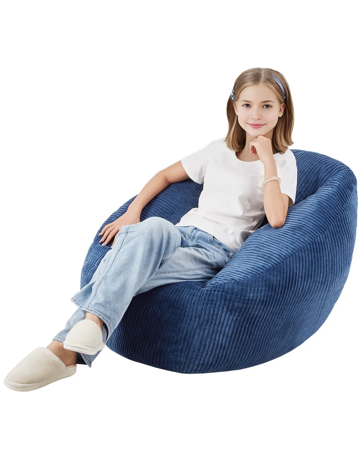 VEVOR 3 feet Bean Bag Chair with Soft Armrests and Storage Pocket Blue,-$70
