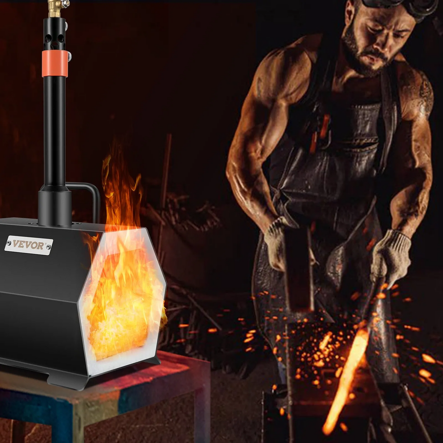 VEVOR Propane Forge Portable, Single Burner Tool and Knife Making, Large Capacity Blacksmith,-$70