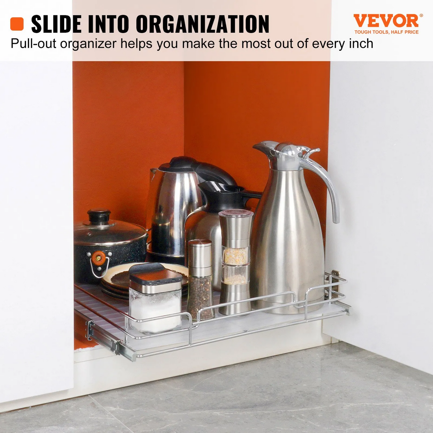 VEVOR 17"W x 21"D Pull Out Cabinet Organizer, Heavy Duty Slide Out Pantry Shelves,-$25
