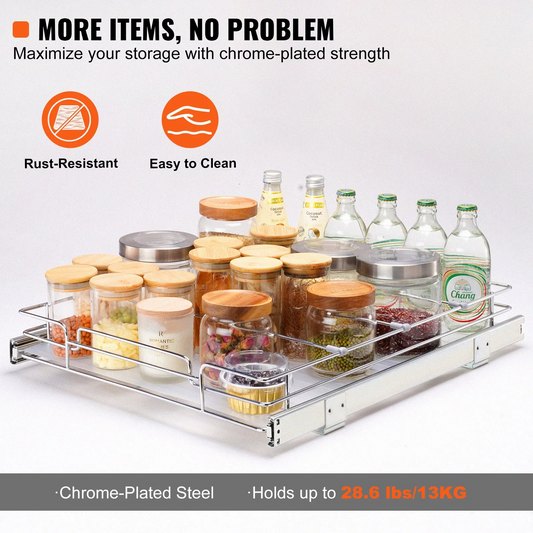 VEVOR 17"W x 21"D Pull Out Cabinet Organizer, Heavy Duty Slide Out Pantry Shelves,-$25