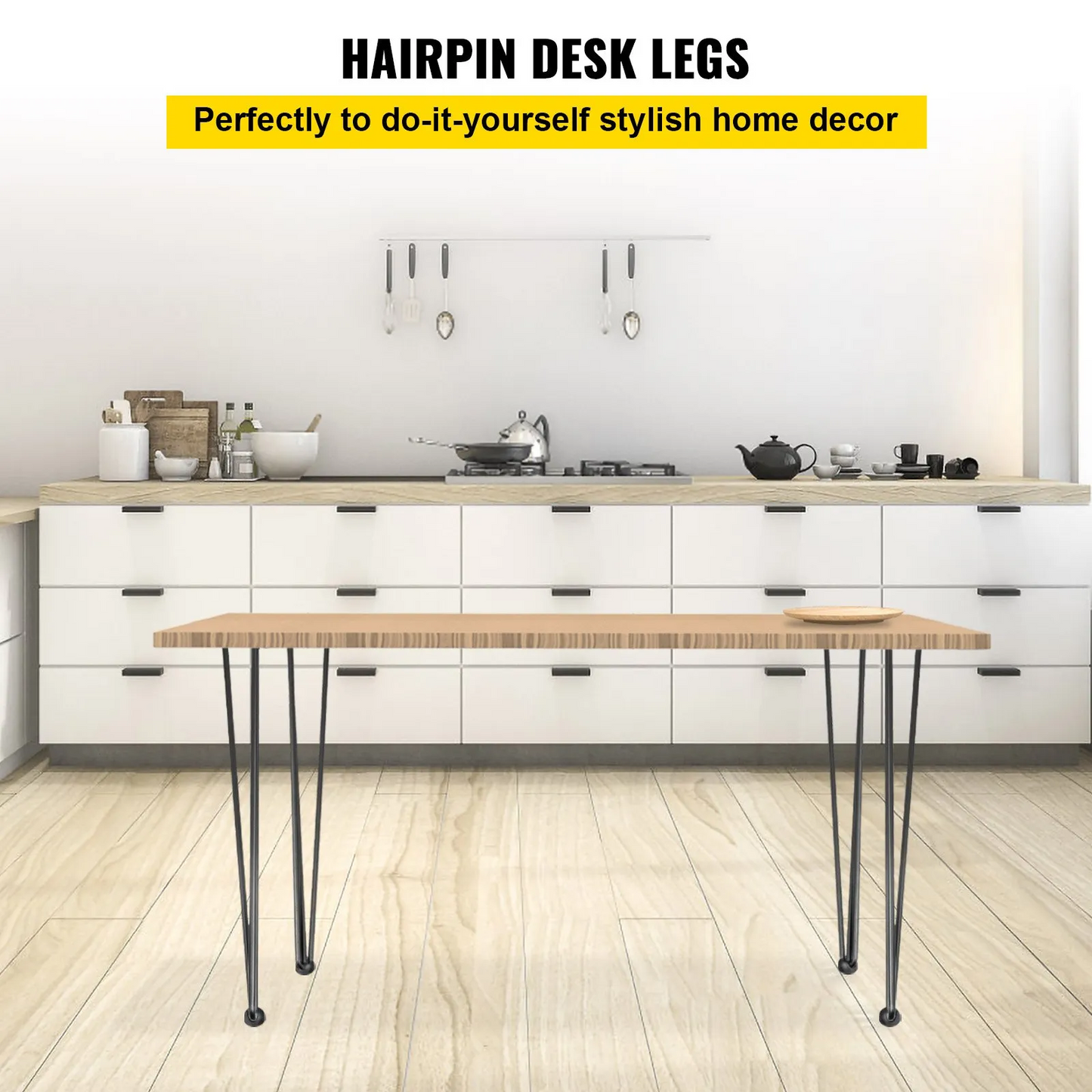 VEVOR Hairpin Table Legs 34 inch, Set of 4 DIY Desk Table Legs 3 Rods Heavy Duty,-$25