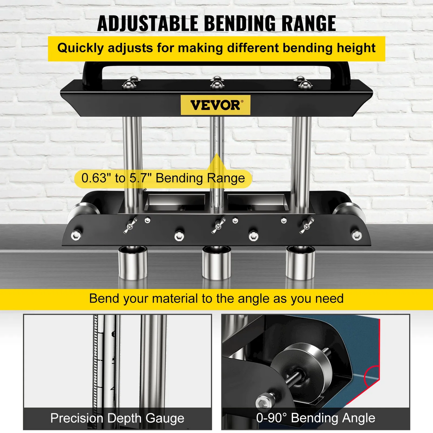 VEVOR Sheet Metal Brake, 0-90°Bending Angle, 3-Station Design Edge Roller, 0.63" to 5.7"(16-145 mm),-$90