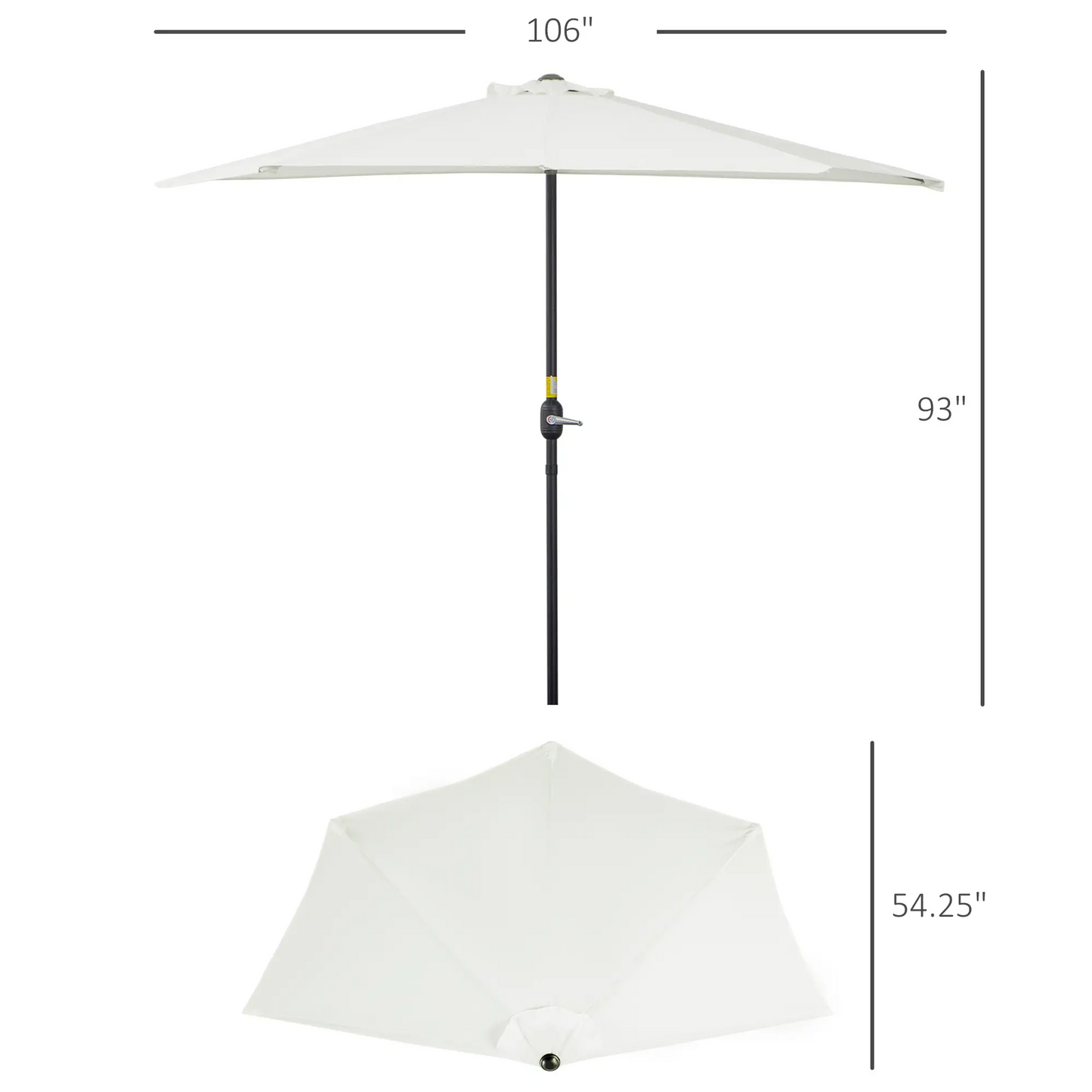 BNIIB-Outsunny 9ft Half Patio Umbrella Round Balcony Umbrella Waterproof Window Sun Shade,-$80