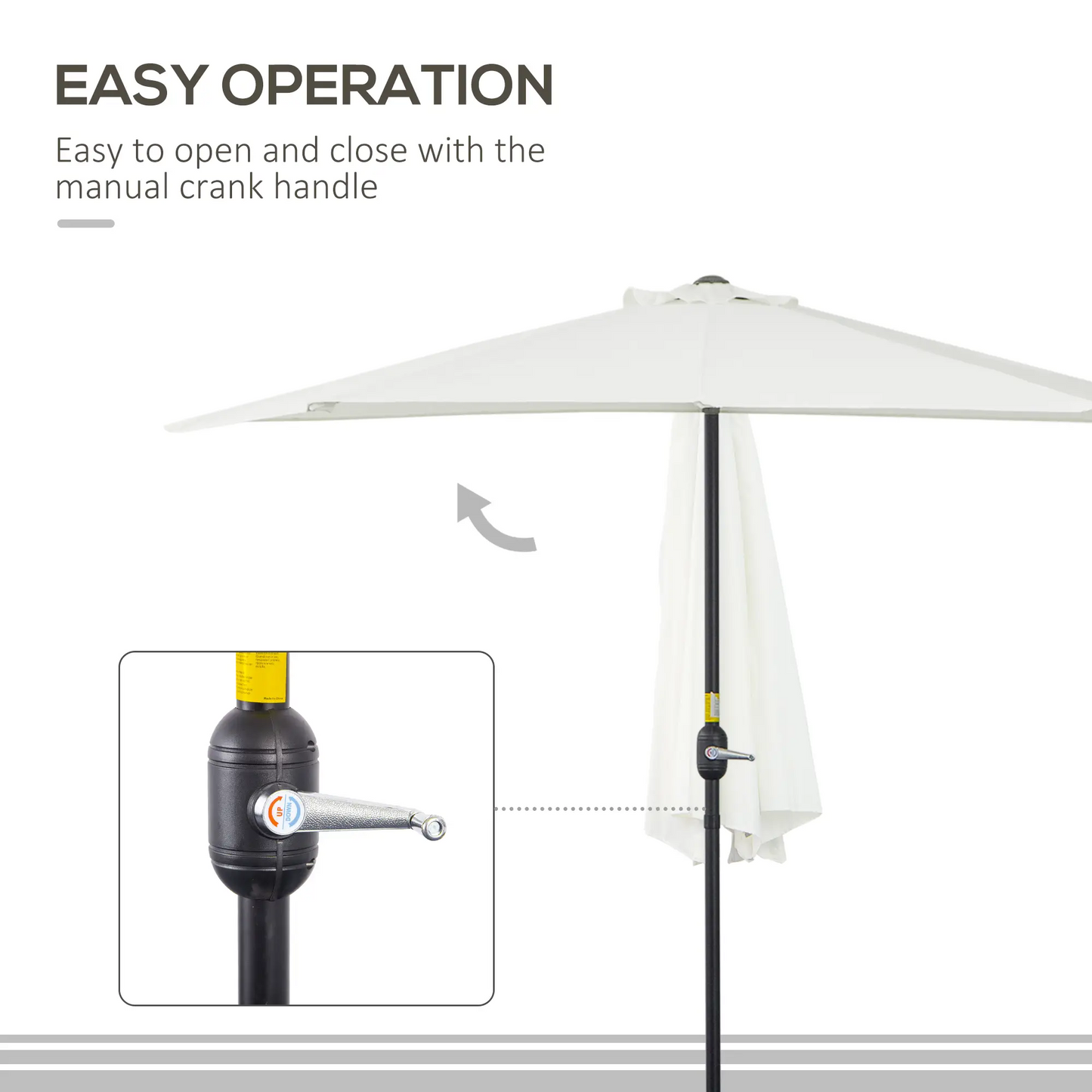 BNIIB-Outsunny 9ft Half Patio Umbrella Round Balcony Umbrella Waterproof Window Sun Shade,-$80