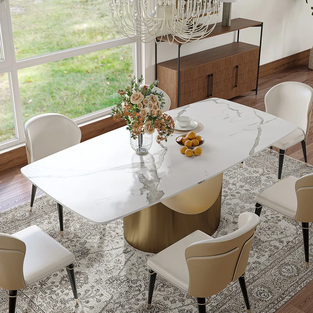 Brand New Hobart - Rectangular Sintered Stone Dining Table Base Color Bronze,-$1500