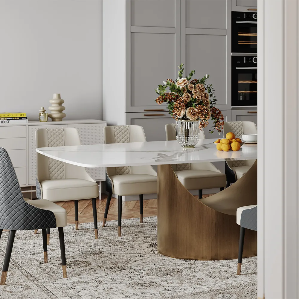 Brand New Hobart - Rectangular Sintered Stone Dining Table Base Color Bronze,-$1500
