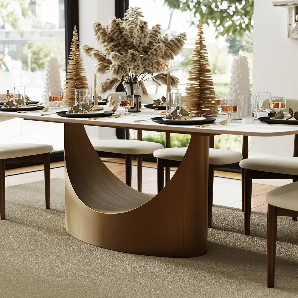 Brand New Hobart - Rectangular Sintered Stone Dining Table Base Color Bronze,-$1500