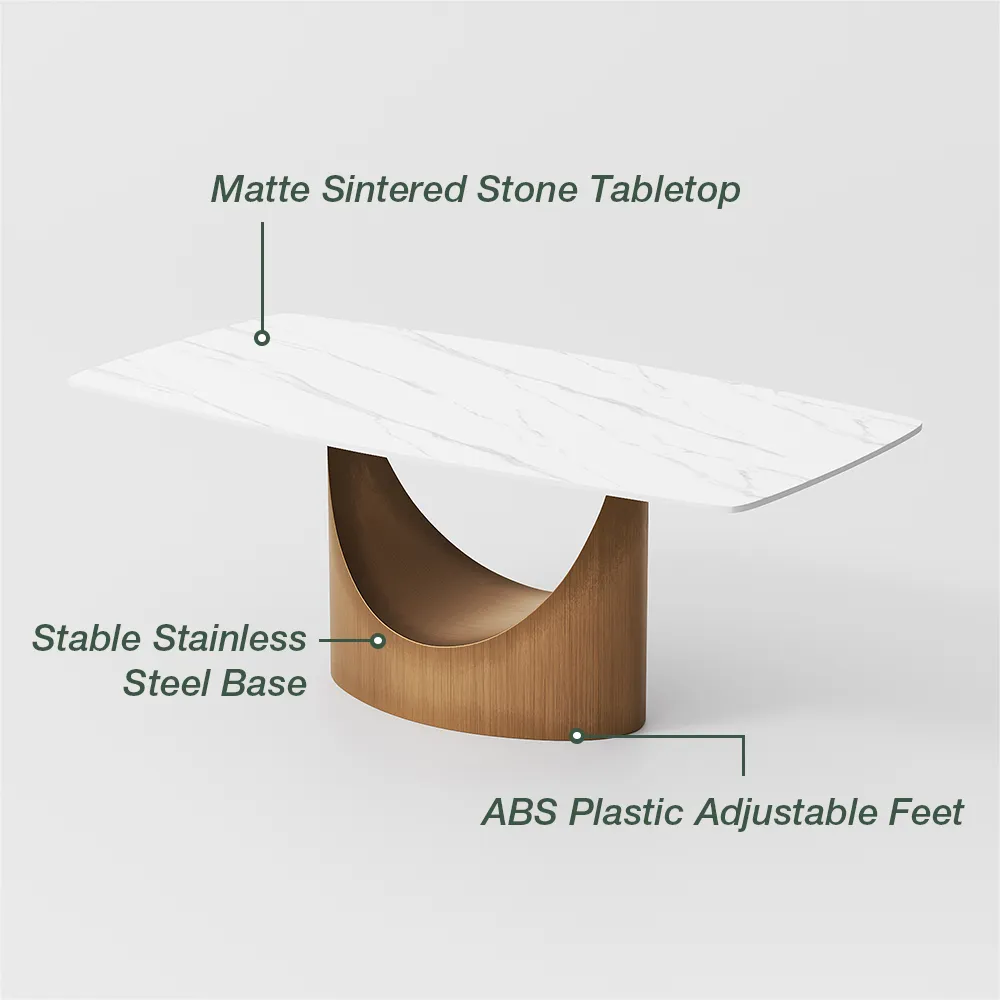 Brand New Hobart - Rectangular Sintered Stone Dining Table Base Color Bronze,-$1500