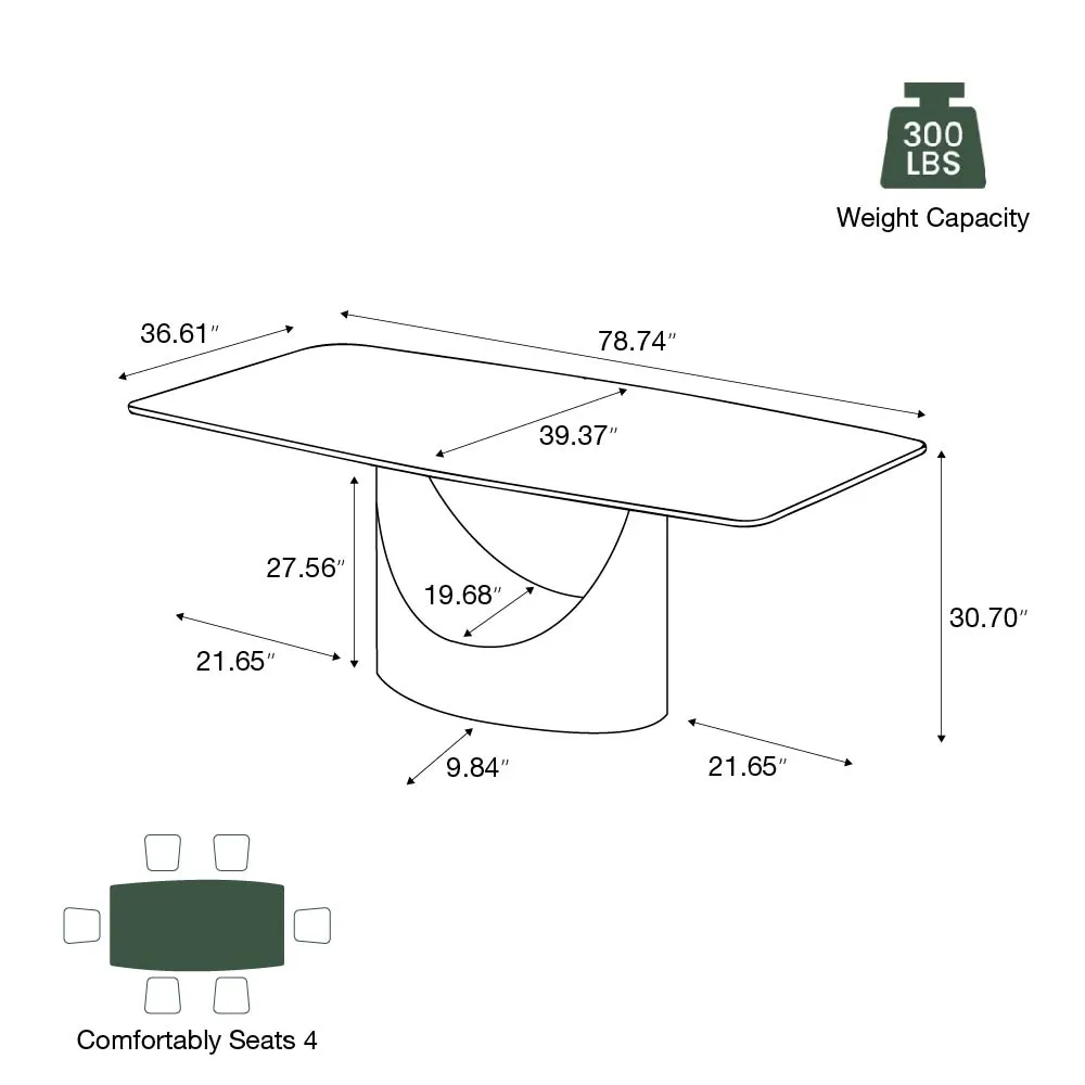 Brand New Hobart - Rectangular Sintered Stone Dining Table Base Color Bronze,-$1500