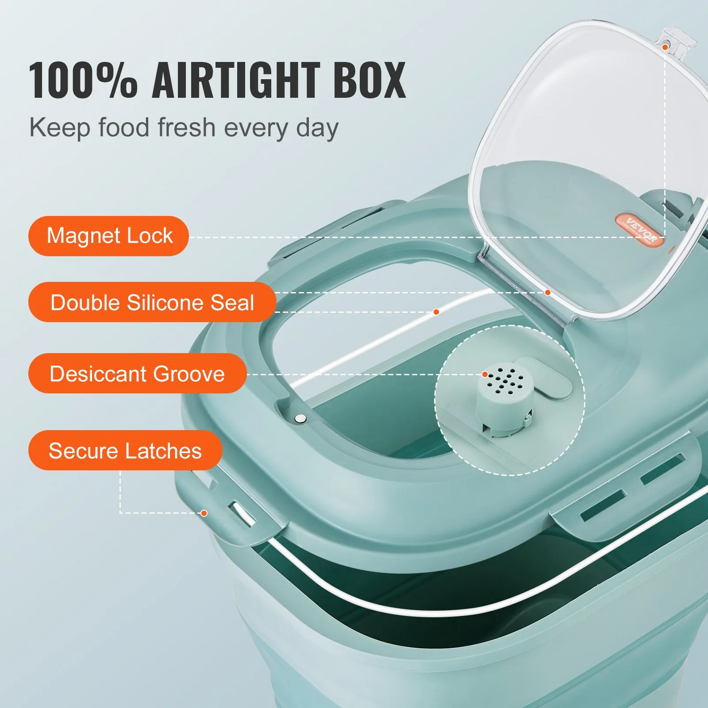 VEVOR Collapsible Dog Food Storage Container, 50 lbs Capacity Large Dispenser Bin with Attachable Casters,-$30