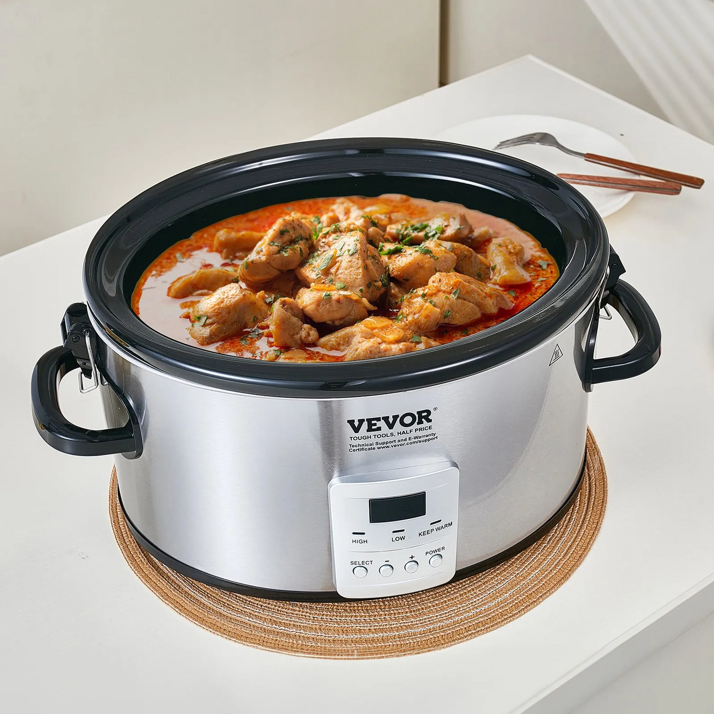 VEVOR Slow Cooker, 6QT 240W Electric Slow Cooker Pot with 3-Level Heat Settings,-$50