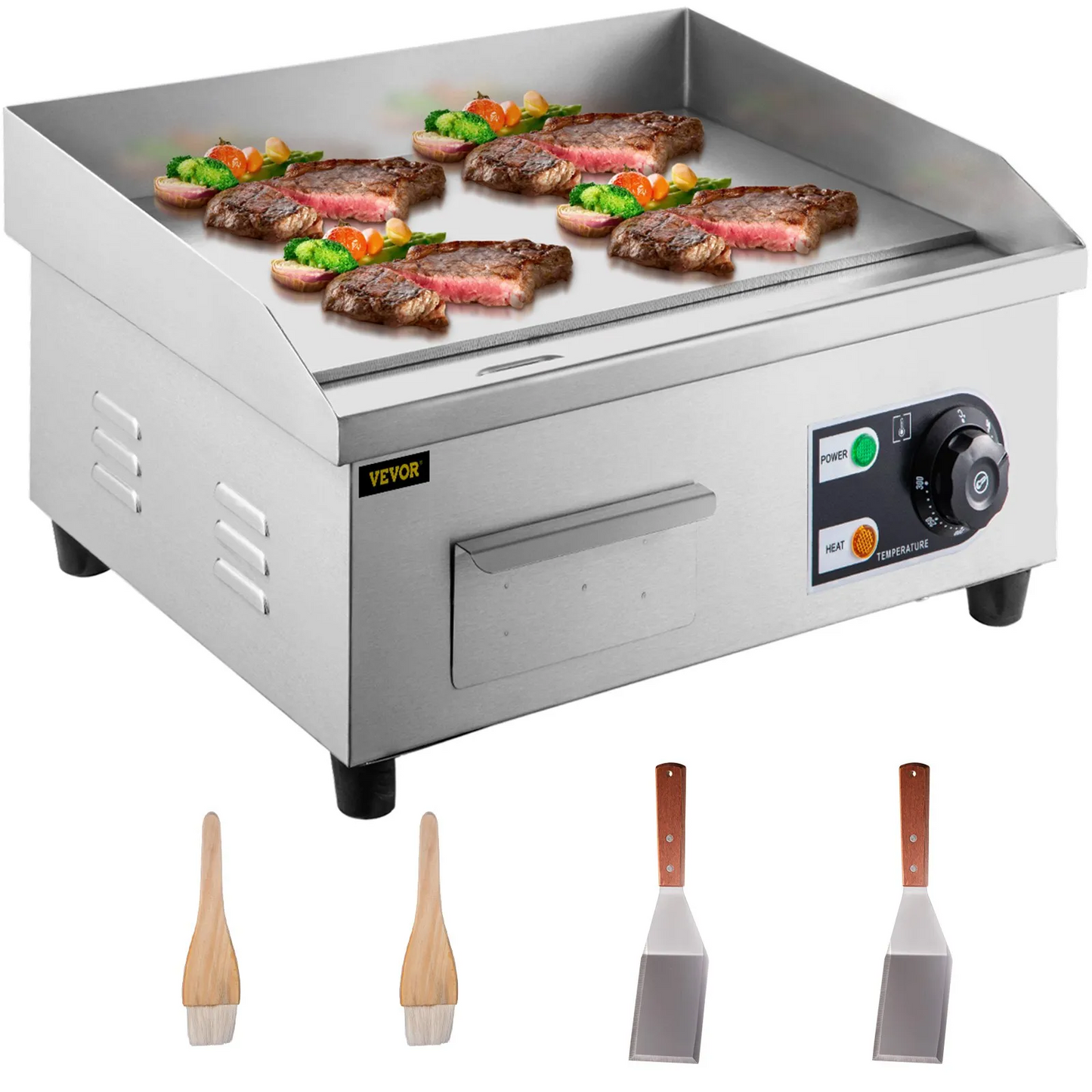 VEVOR 14\" Electric Countertop Flat Top Griddle 110V 1500W Non-Stick Commercial Electric Griddles,-$75