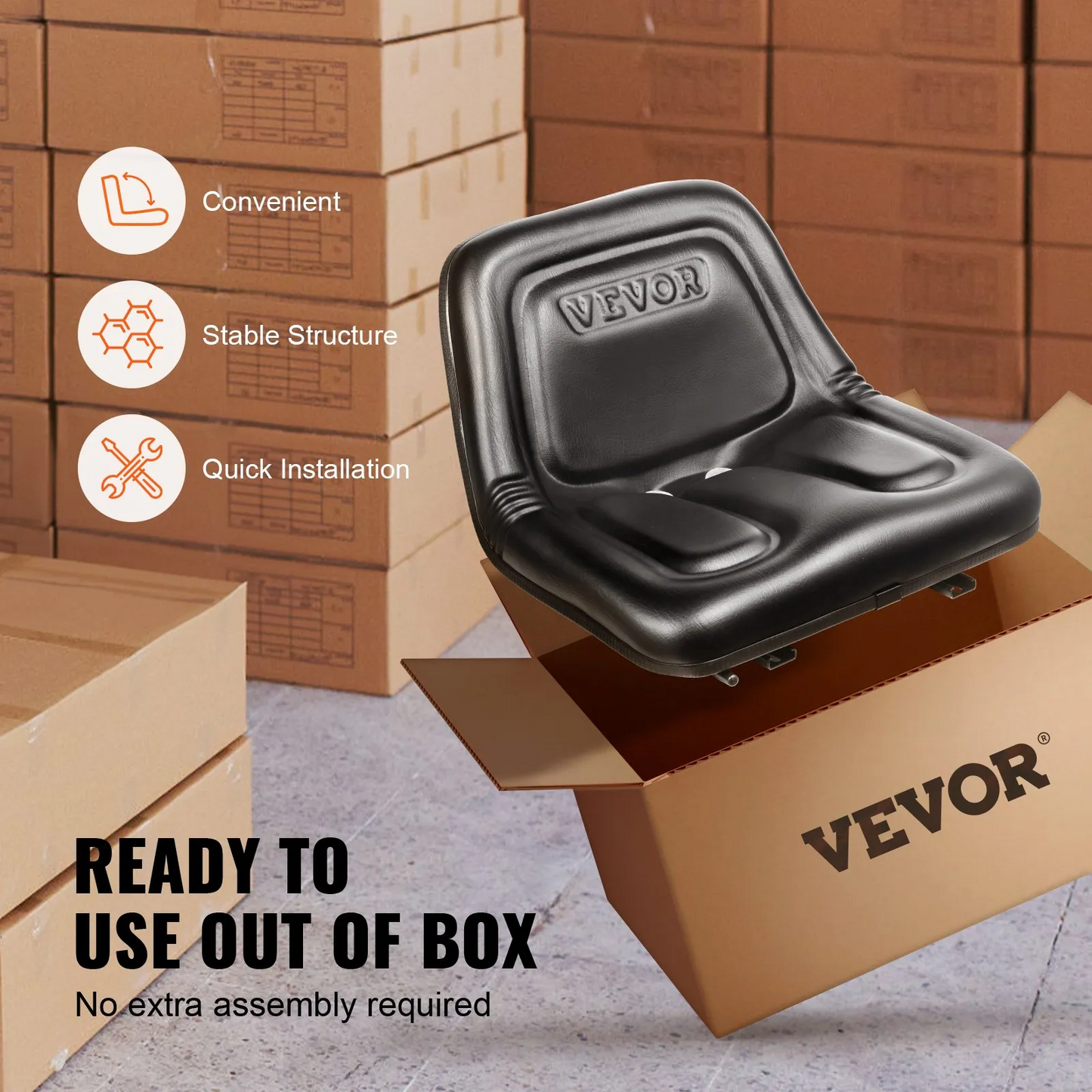 VEVOR Universal Tracor Seat, Lawn Mower Seat with Micro Switch and Drainage Holes, 6.3-13.4 inch,-$75