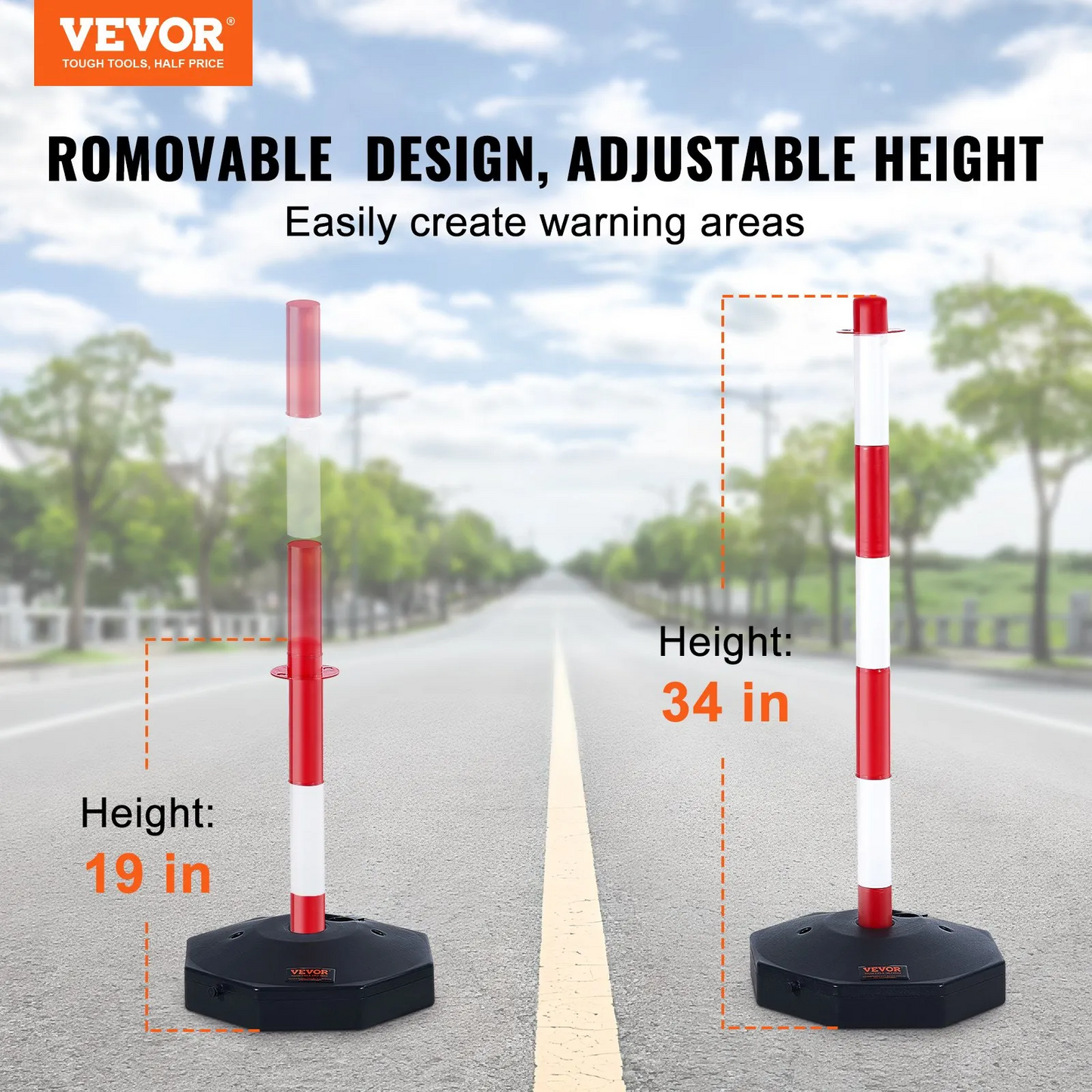 VEVOR Adjustable Traffic Delineator Post Cones, 4 Pack, Traffic Safety Delineator Barrier,-$45