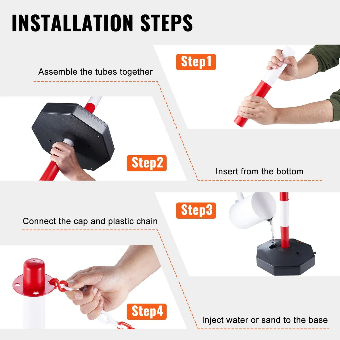 VEVOR Adjustable Traffic Delineator Post Cones, 4 Pack, Traffic Safety Delineator Barrier,-$45