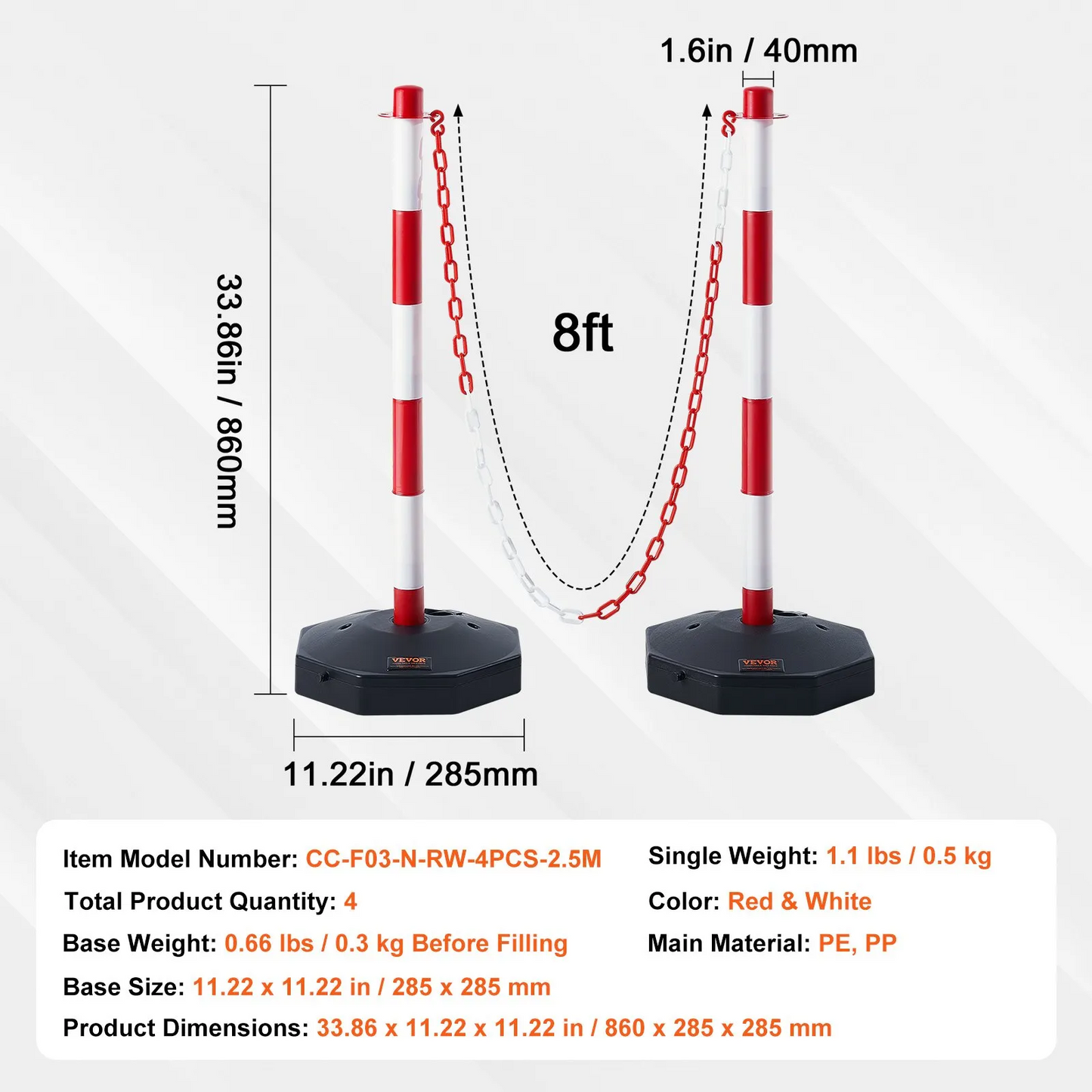 VEVOR Adjustable Traffic Delineator Post Cones, 4 Pack, Traffic Safety Delineator Barrier,-$45